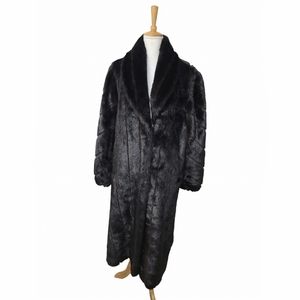 VINTAGE MARK REED FAUX MINK FUR COAT WOMENS LM FULL LENGTH TRENCH BROWN RANCH